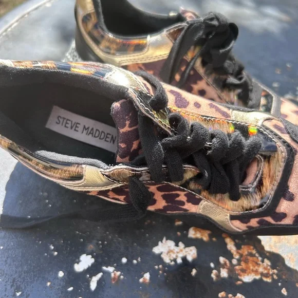Steve Madden Leopard Print Platform Sneakers - Picture 8 of 8